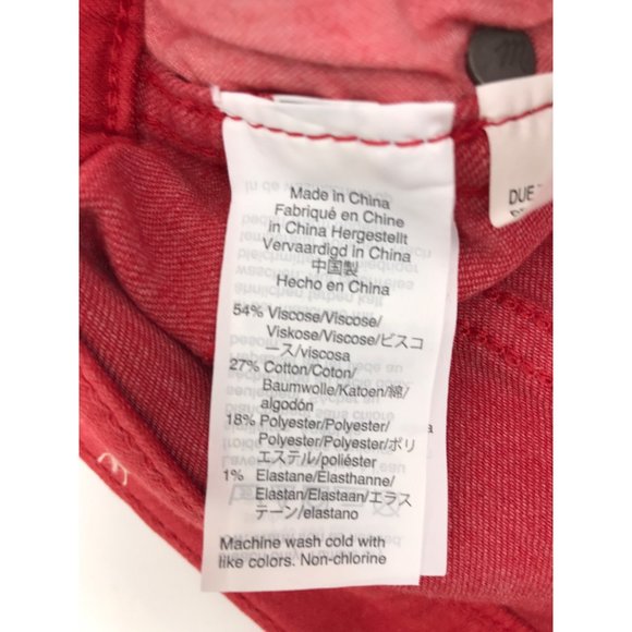 Madewell High Rise Skinny Jean Raw Hem Red Size 25 - Picture 7 of 7